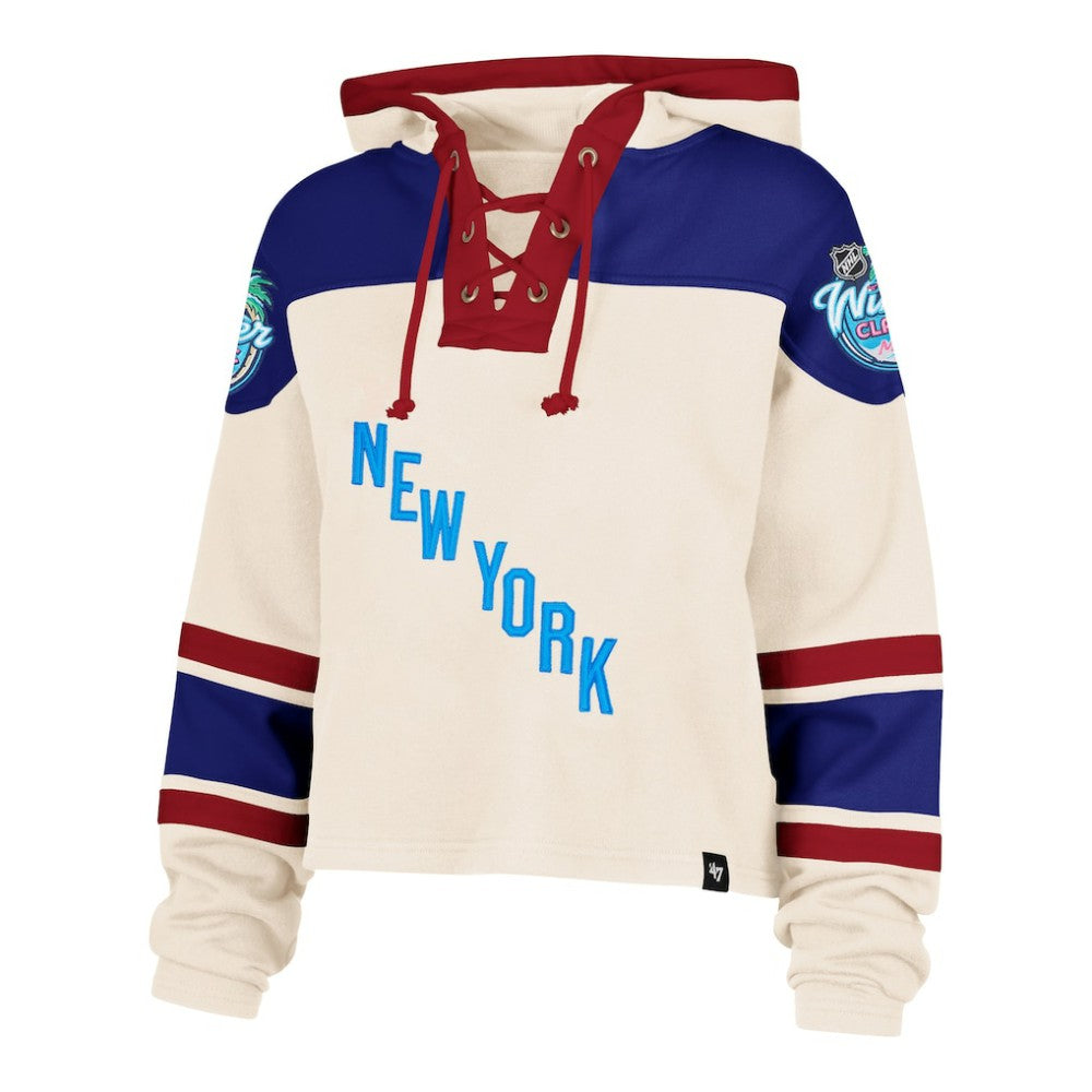 New York Rangers '47 Women's 2026 NHL Winter Classic Cropped Superior Lacer Hoodie - Cream | US 203393344