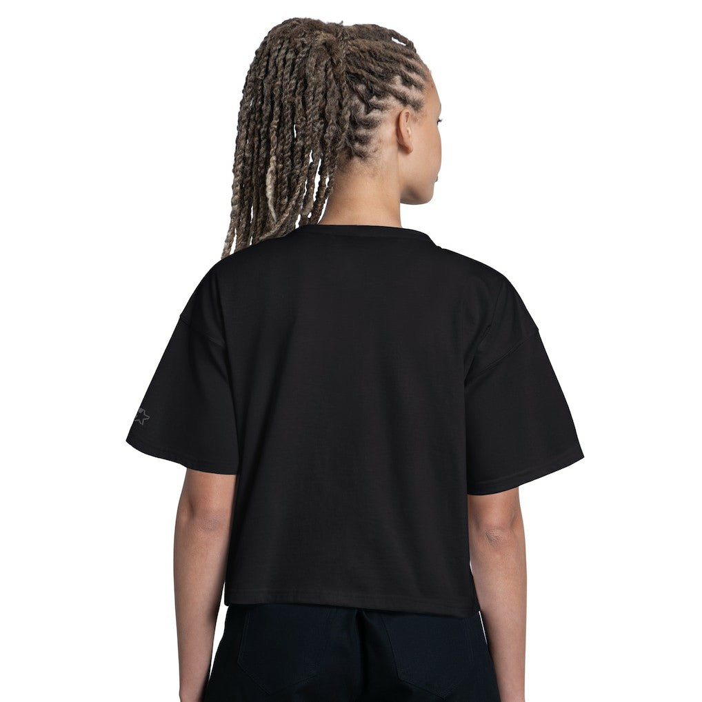 Carolina Panthers Starter Women's Rhinestone Sprinkle Boxy Cropped T-Shirt - Black T-shirts