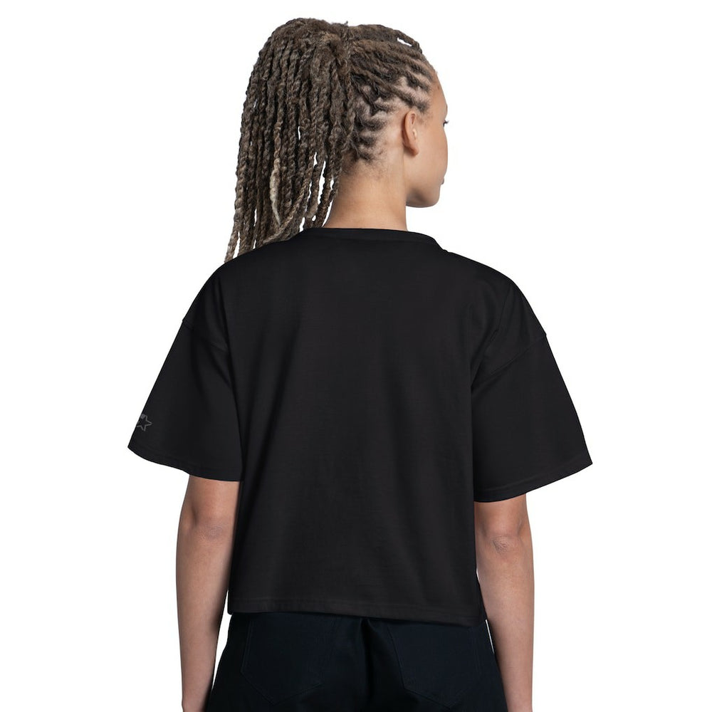 Carolina Panthers Starter Women's Rhinestone Sprinkle Boxy Cropped T-Shirt - Black T-shirts