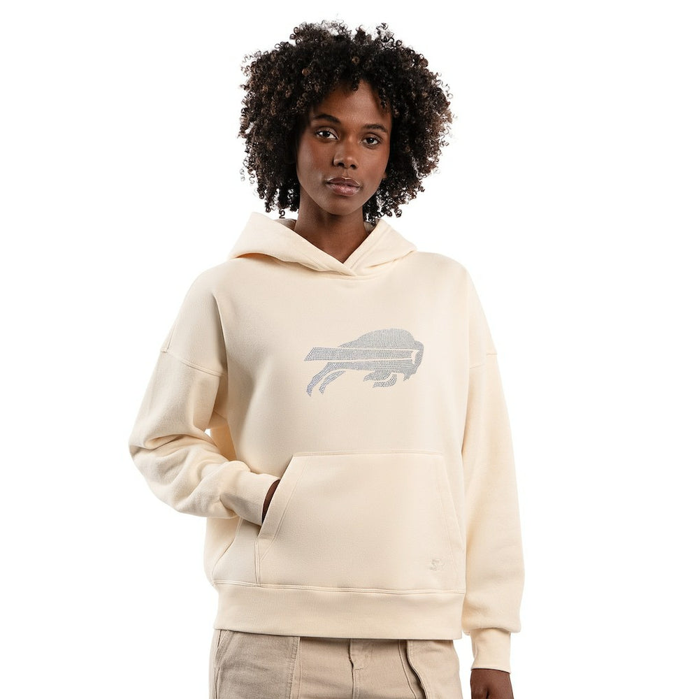 Buffalo Bills Starter Women's Rhinestone Relaxed Hoodie - Cream Hoodies