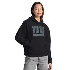New York Giants Starter Women's Rhinestone Relaxed Hoodie - Black Hoodies