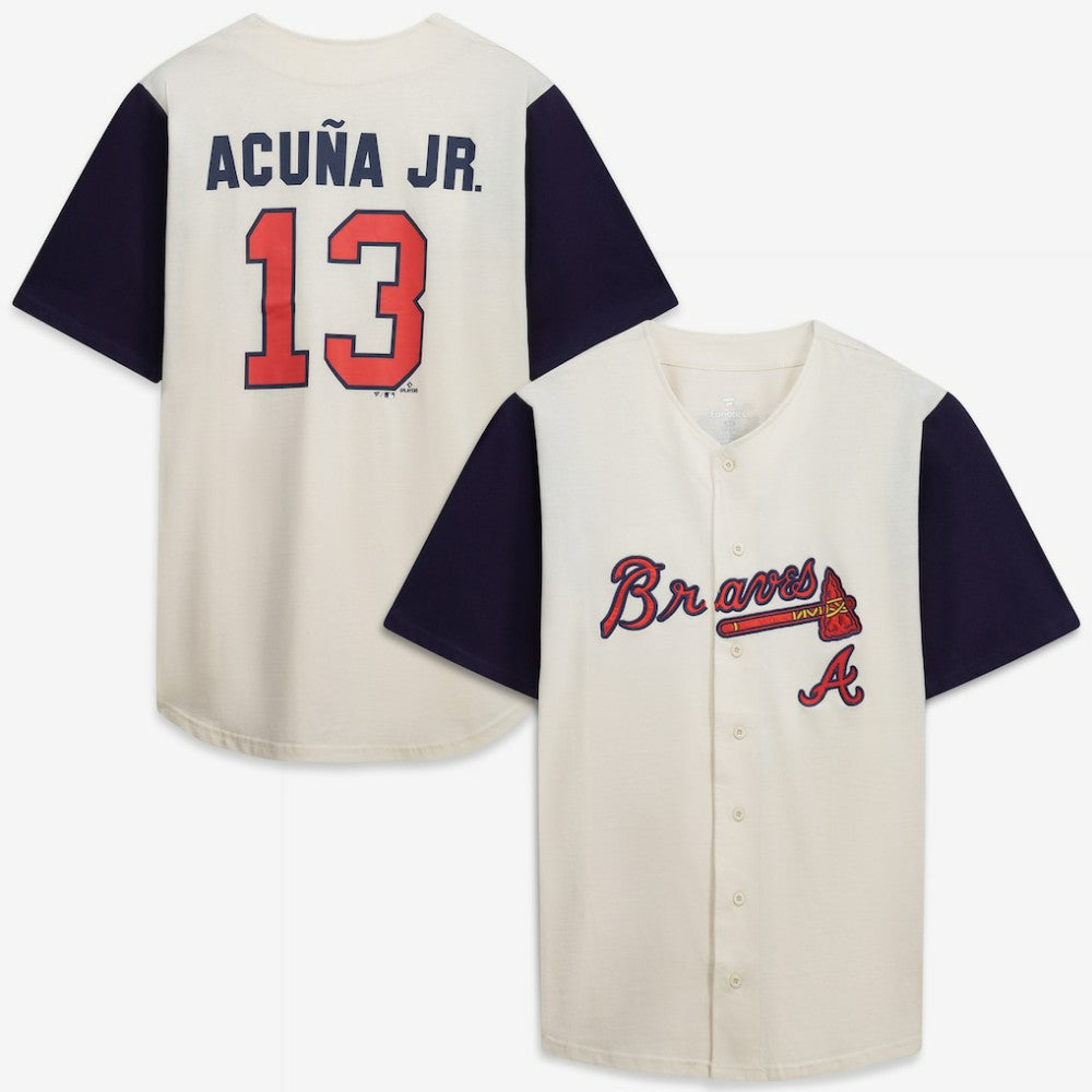 Atlanta Braves Profile Big & Tall Two-Color Fashion Jersey - Cream/Navy Jerseys