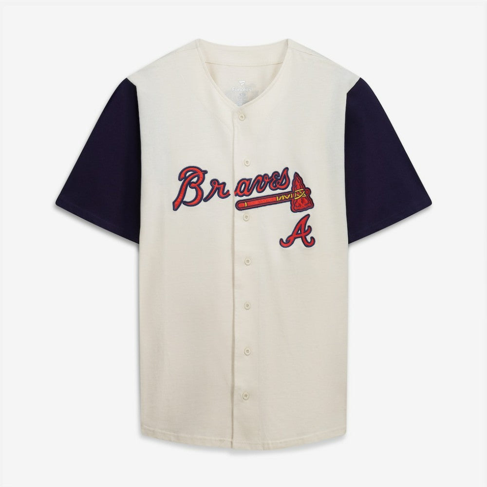 Atlanta Braves Profile Big & Tall Two-Color Fashion Jersey - Cream/Navy Jerseys