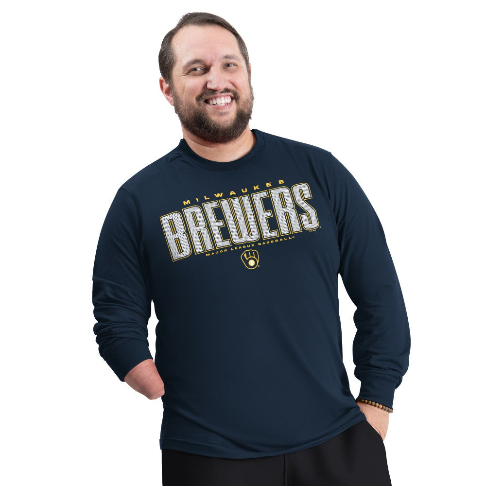 Milwaukee Brewers G-III Sports by Carl Banks Adaptive Long Sleeve T-Shirt - Navy T-shirts
