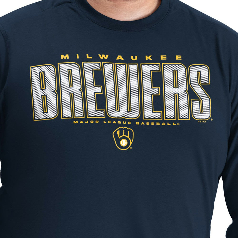 Milwaukee Brewers G-III Sports by Carl Banks Adaptive Long Sleeve T-Shirt - Navy T-shirts
