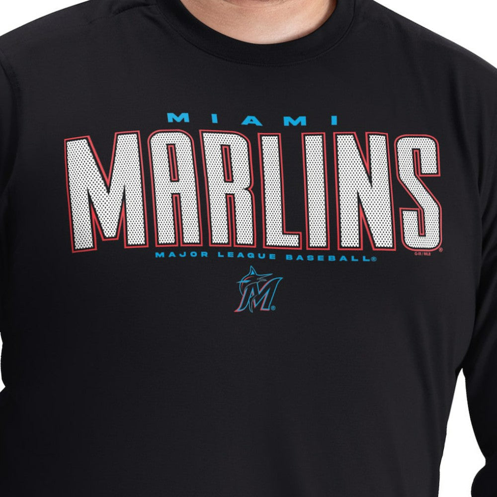 Miami Marlins G-III Sports by Carl Banks Adaptive Long Sleeve T-Shirt - Black T-shirts