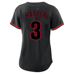 Bryce Harper Philadelphia Phillies Profile Women's Plus Size Player Name & Number Fashion Jersey - Black Jerseys
