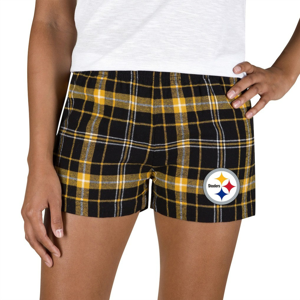 Pittsburgh Steelers Concepts Sport Women's Ultimate Flannel Shorts - Black/Gold Shorts