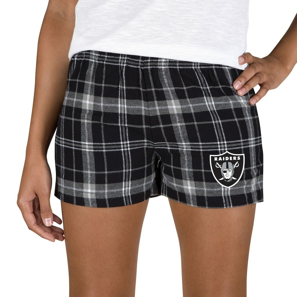 Las Vegas Raiders Concepts Sport Women's Ultimate Flannel Shorts - Black/Gray Shorts