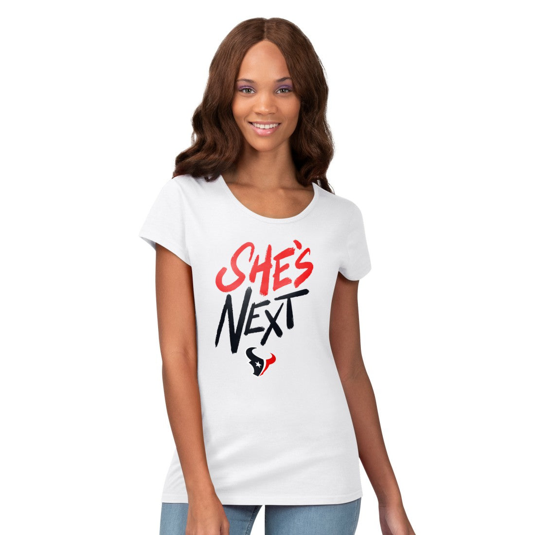 Houston Texans G-III 4Her by Carl Banks Women's She's Next Endzone T-Shirt - White T-shirts