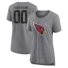 Arizona Cardinals Women's Heritage Custom Name & Number Tri-Blend T-Shirt - Gray T-shirts