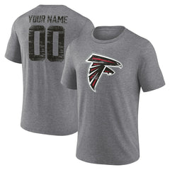 Atlanta Falcons Heritage Custom Name & Number Tri-Blend T-Shirt - Gray T-shirts
