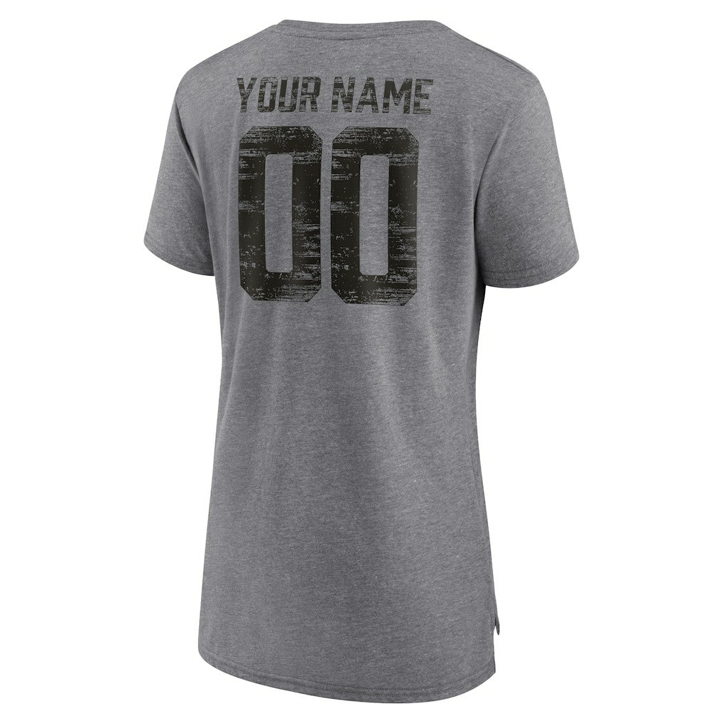 Atlanta Falcons Women's Heritage Custom Name & Number Tri-Blend T-Shirt - Gray T-shirts