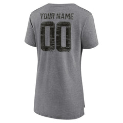 Atlanta Falcons Women's Heritage Custom Name & Number Tri-Blend T-Shirt - Gray T-shirts