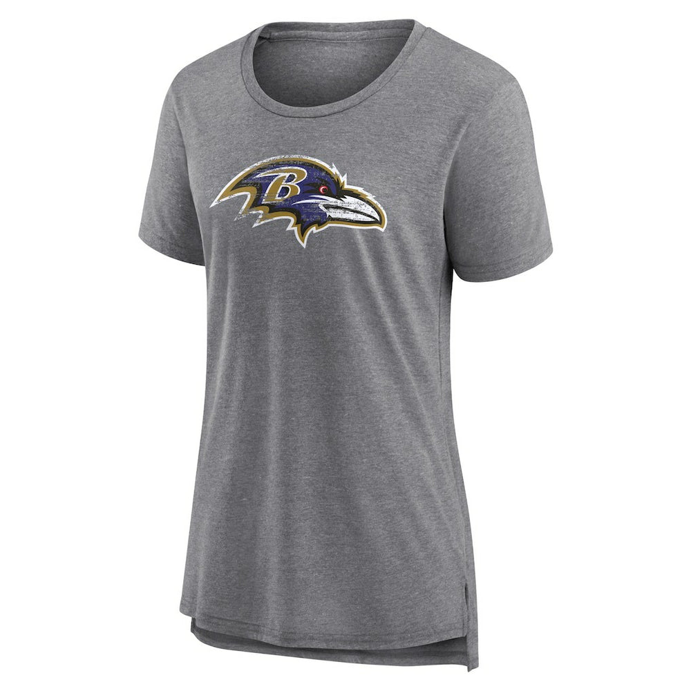 Baltimore Ravens Women's Heritage Custom Name & Number Tri-Blend T-Shirt - Gray T-shirts