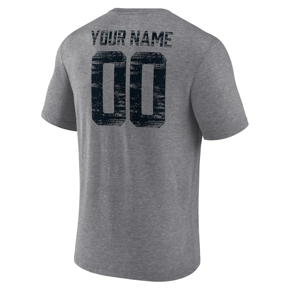 Carolina Panthers Heritage Custom Name & Number Tri-Blend T-Shirt - Gray T-shirts