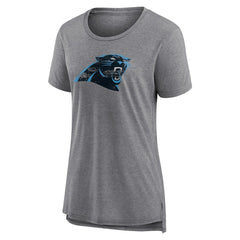 Carolina Panthers Women's Heritage Custom Name & Number Tri-Blend T-Shirt - Gray T-shirts