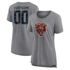 Chicago Bears Women's Heritage Custom Name & Number Tri-Blend T-Shirt - Gray T-shirts