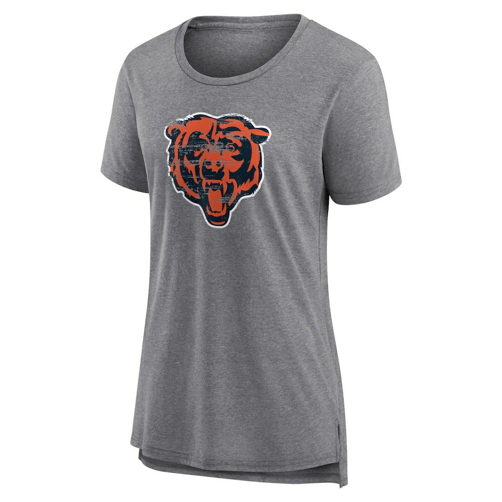 Chicago Bears Women's Heritage Custom Name & Number Tri-Blend T-Shirt - Gray T-shirts