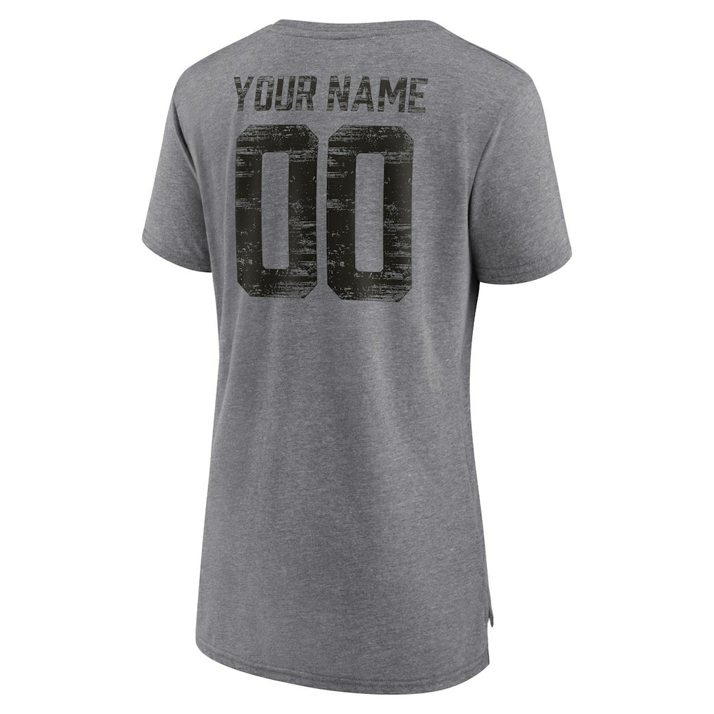 Cincinnati Bengals Women's Heritage Custom Name & Number Tri-Blend T-Shirt - Gray T-shirts