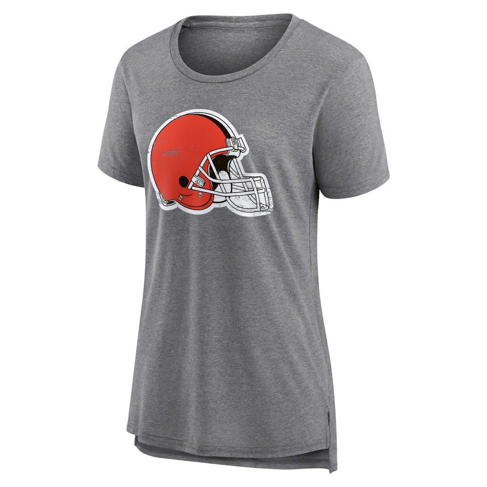 Cleveland Browns Women's Heritage Custom Name & Number Tri-Blend T-Shirt - Gray T-shirts