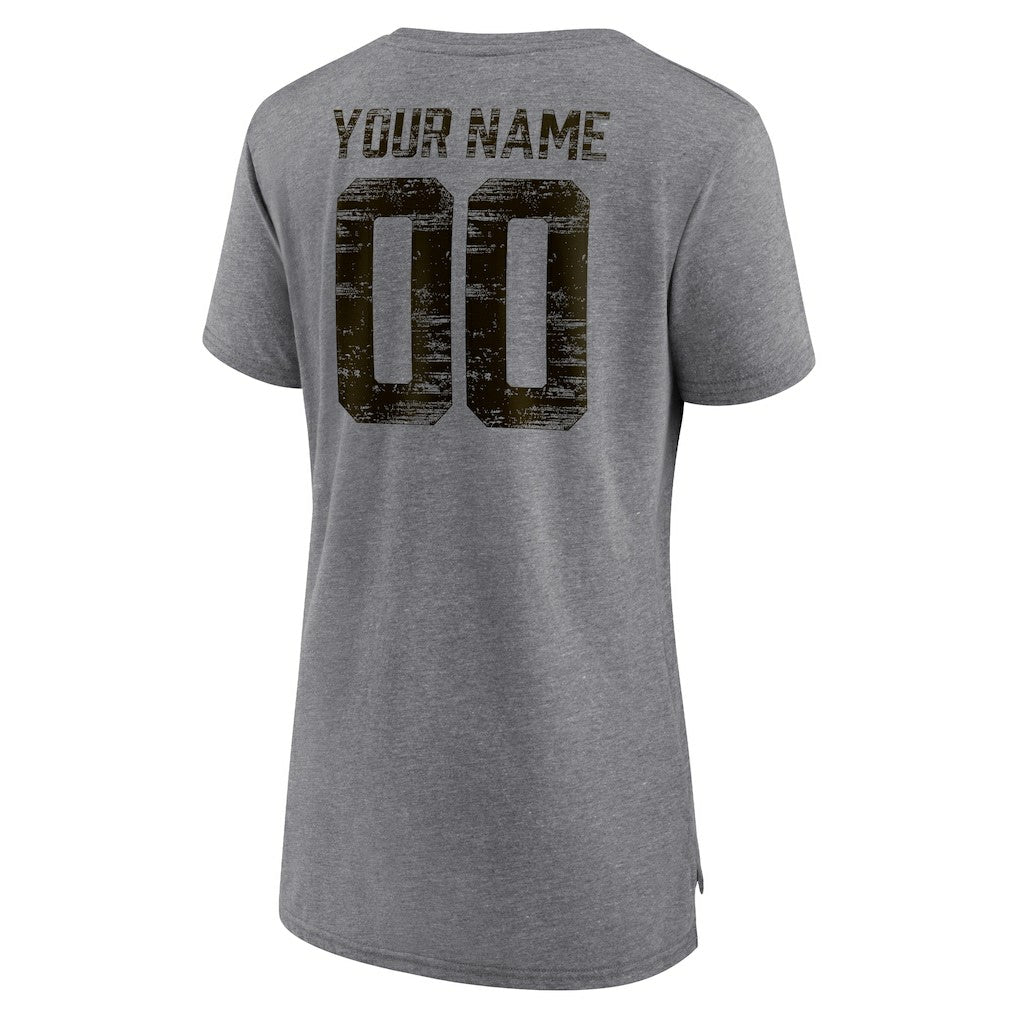Cleveland Browns Women's Heritage Custom Name & Number Tri-Blend T-Shirt - Gray T-shirts