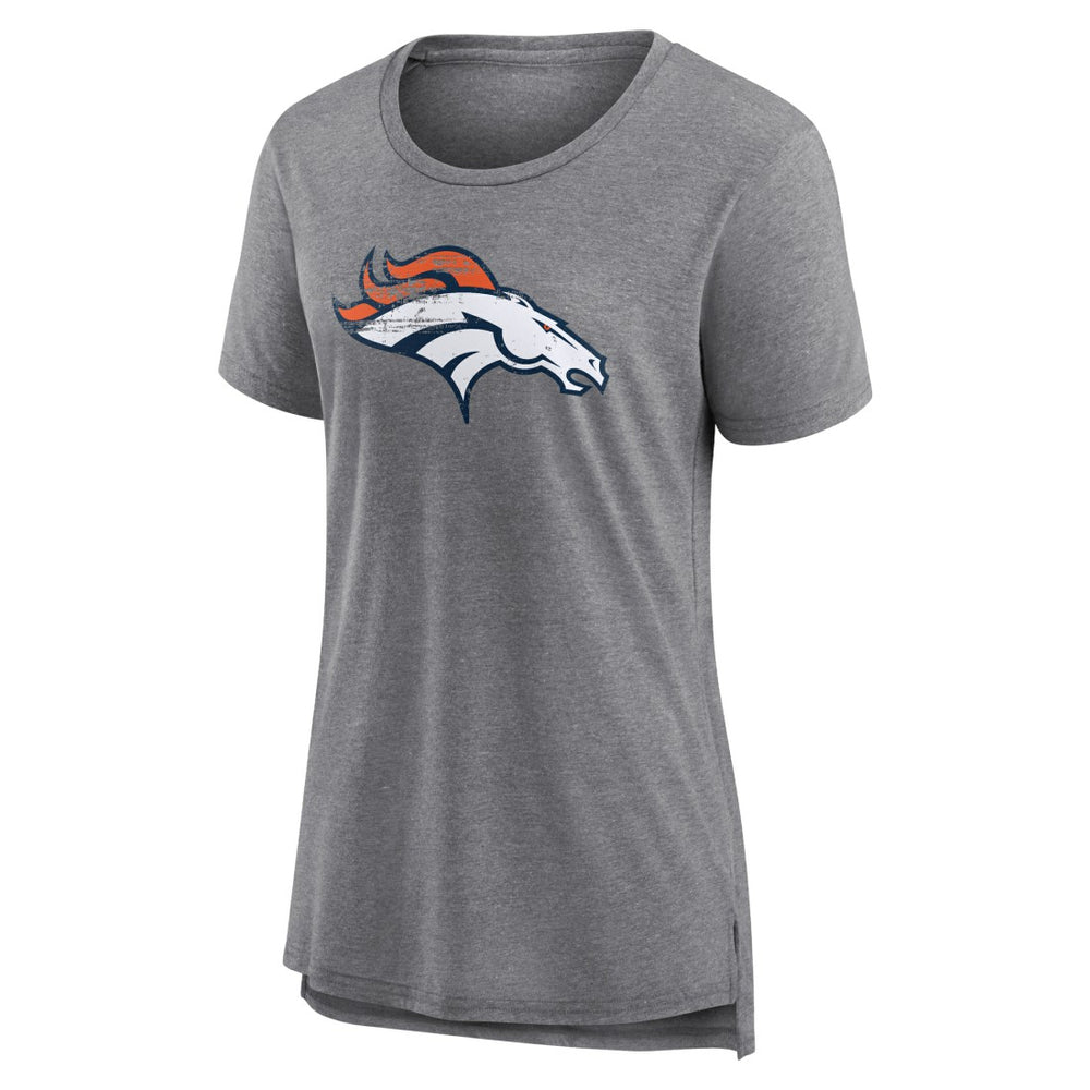 Denver Broncos Women's Heritage Custom Name & Number Tri-Blend T-Shirt - Gray T-shirts