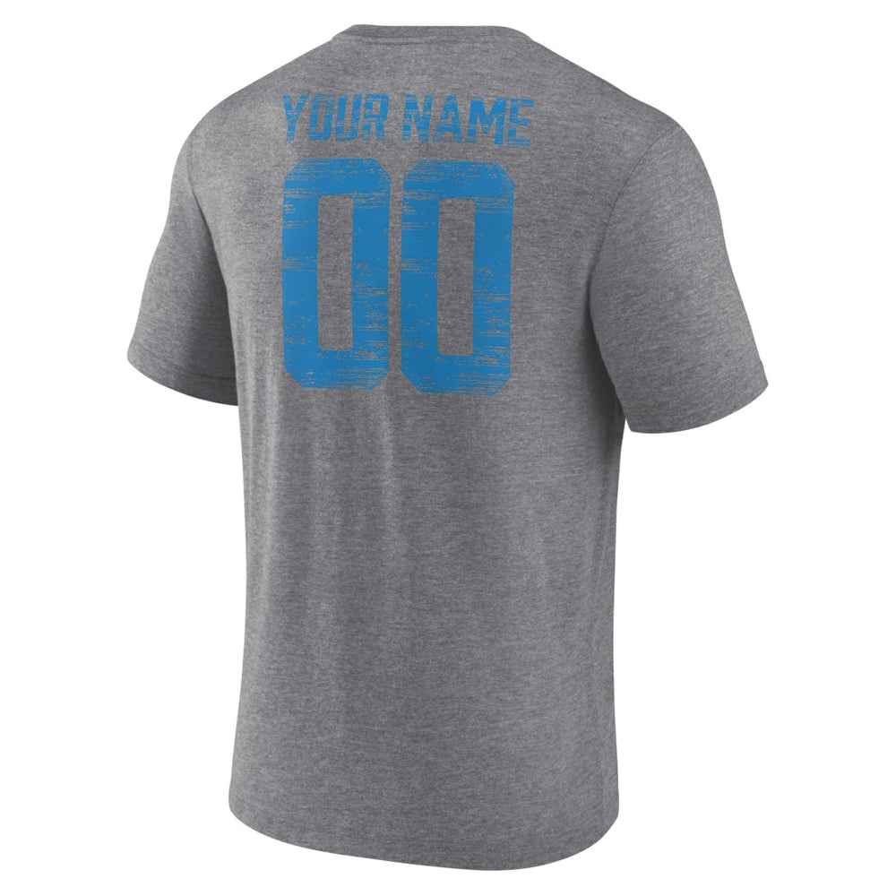 Detroit Lions Heritage Custom Name & Number Tri-Blend T-Shirt - Gray T-shirts