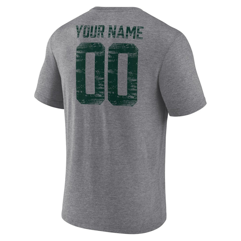 Green Bay Packers Heritage Custom Name & Number Tri-Blend T-Shirt - Gray T-shirts