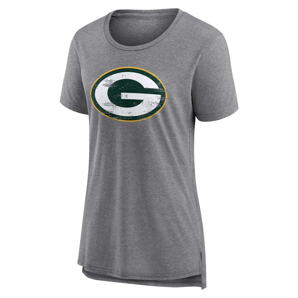 Green Bay Packers Women's Heritage Custom Name & Number Tri-Blend T-Shirt - Gray T-shirts