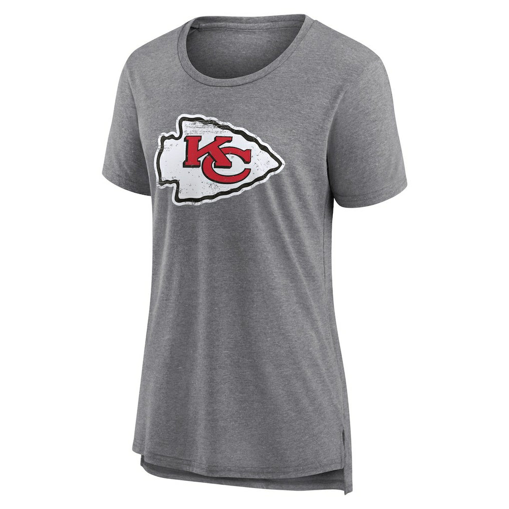Kansas City Chiefs Women's Heritage Custom Name & Number Tri-Blend T-Shirt - Gray T-shirts