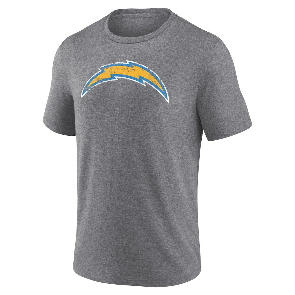 Los Angeles Chargers Heritage Custom Name & Number Tri-Blend T-Shirt - Gray T-shirts