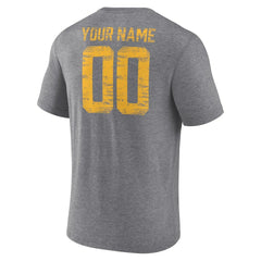 Los Angeles Chargers Heritage Custom Name & Number Tri-Blend T-Shirt - Gray T-shirts