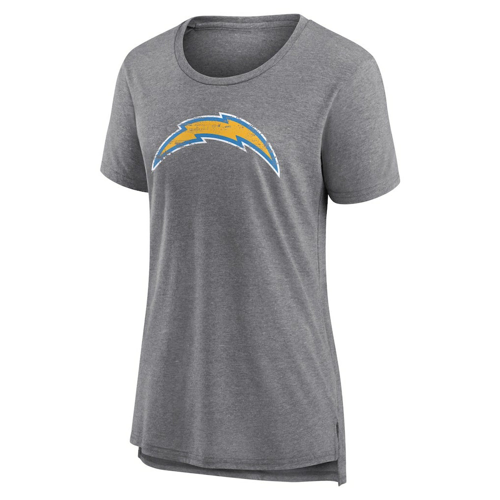 Los Angeles Chargers Women's Heritage Custom Name & Number Tri-Blend T-Shirt - Gray T-shirts
