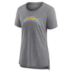 Los Angeles Chargers Women's Heritage Custom Name & Number Tri-Blend T-Shirt - Gray T-shirts