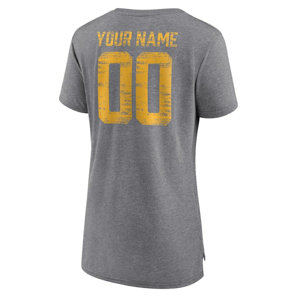 Los Angeles Chargers Women's Heritage Custom Name & Number Tri-Blend T-Shirt - Gray T-shirts