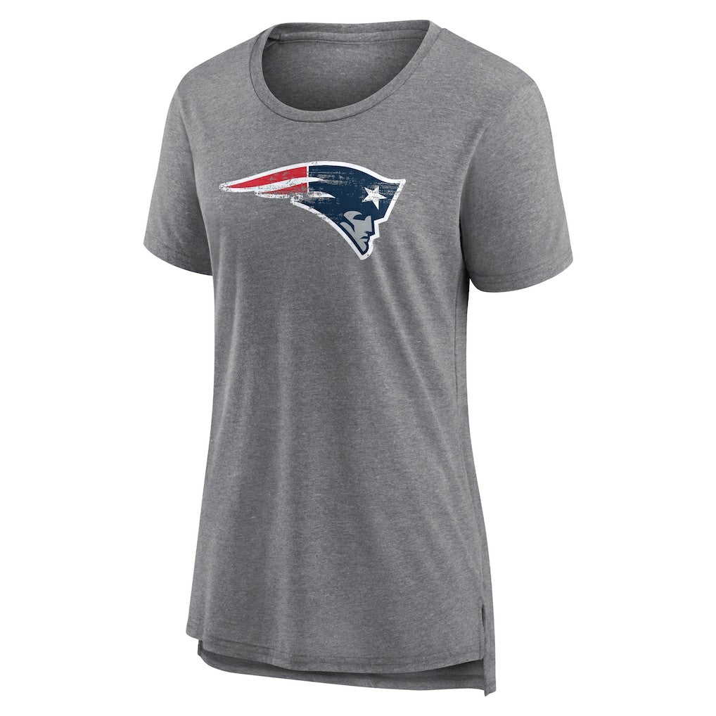 New England Patriots Women's Heritage Custom Name & Number Tri-Blend T-Shirt - Gray T-shirts