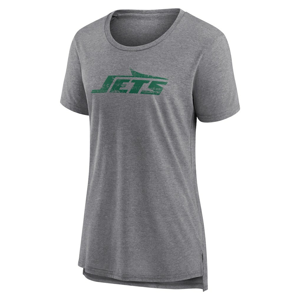 New York Jets Women's Heritage Custom Name & Number Tri-Blend T-Shirt - Gray T-shirts