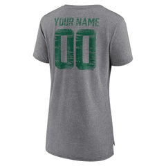 New York Jets Women's Heritage Custom Name & Number Tri-Blend T-Shirt - Gray T-shirts