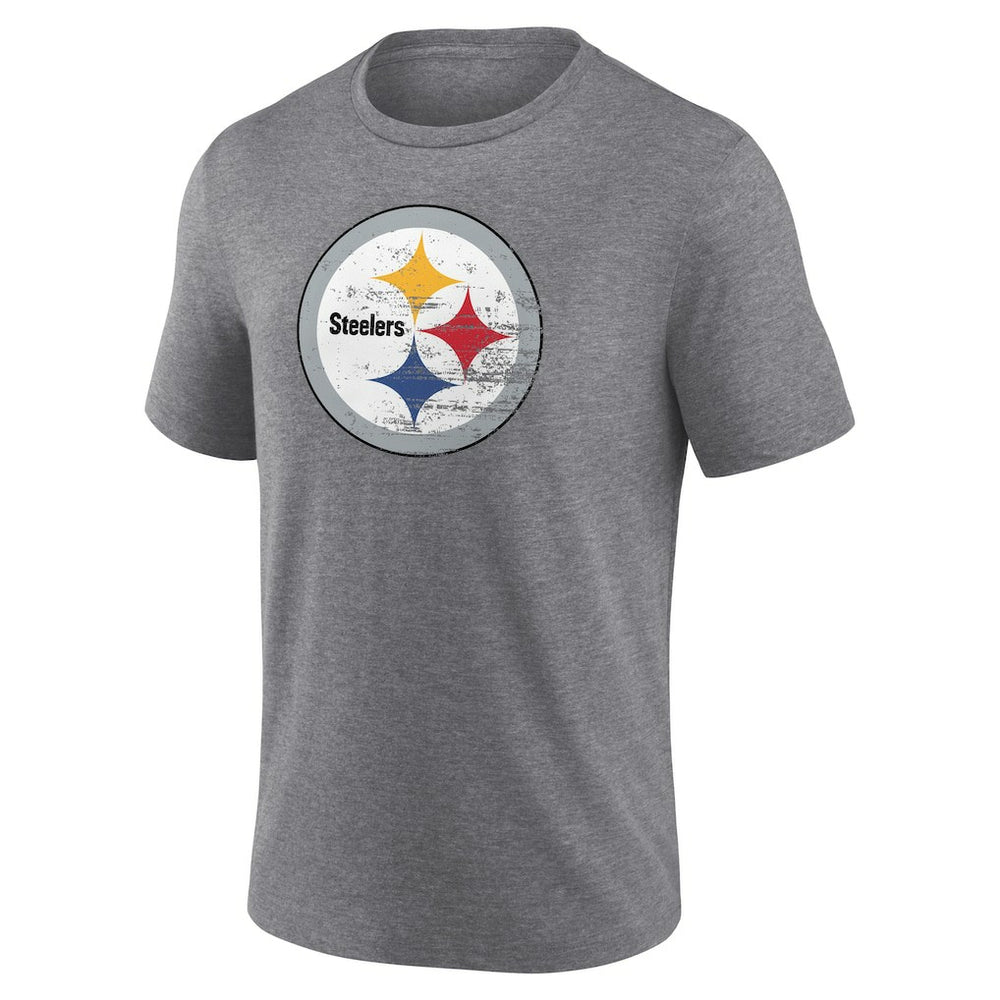 Pittsburgh Steelers Heritage Custom Name & Number Tri-Blend T-Shirt - Gray T-shirts