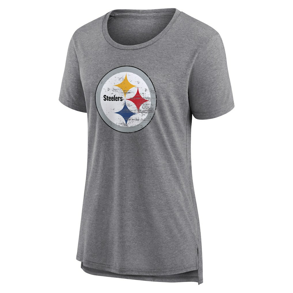 Pittsburgh Steelers Women's Heritage Custom Name & Number Tri-Blend T-Shirt - Gray T-shirts