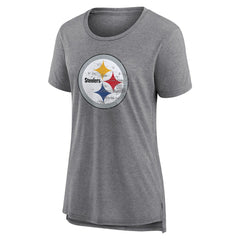 Pittsburgh Steelers Women's Heritage Custom Name & Number Tri-Blend T-Shirt - Gray T-shirts