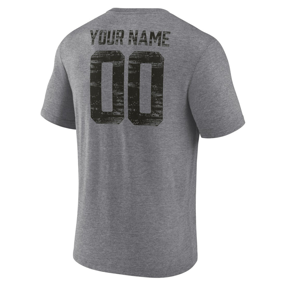Tampa Bay Buccaneers Heritage Custom Name & Number Tri-Blend T-Shirt - Gray T-shirts