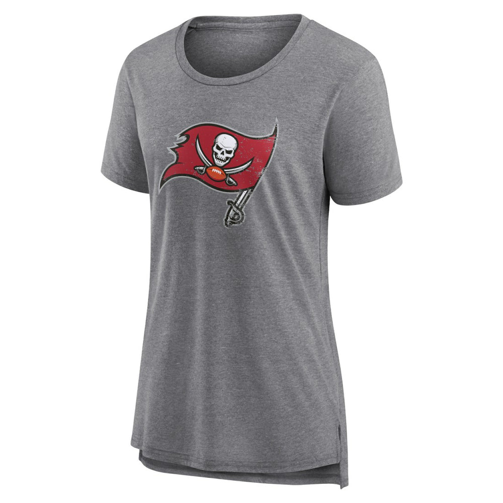 Tampa Bay Buccaneers Women's Heritage Custom Name & Number Tri-Blend T-Shirt - Gray T-shirts
