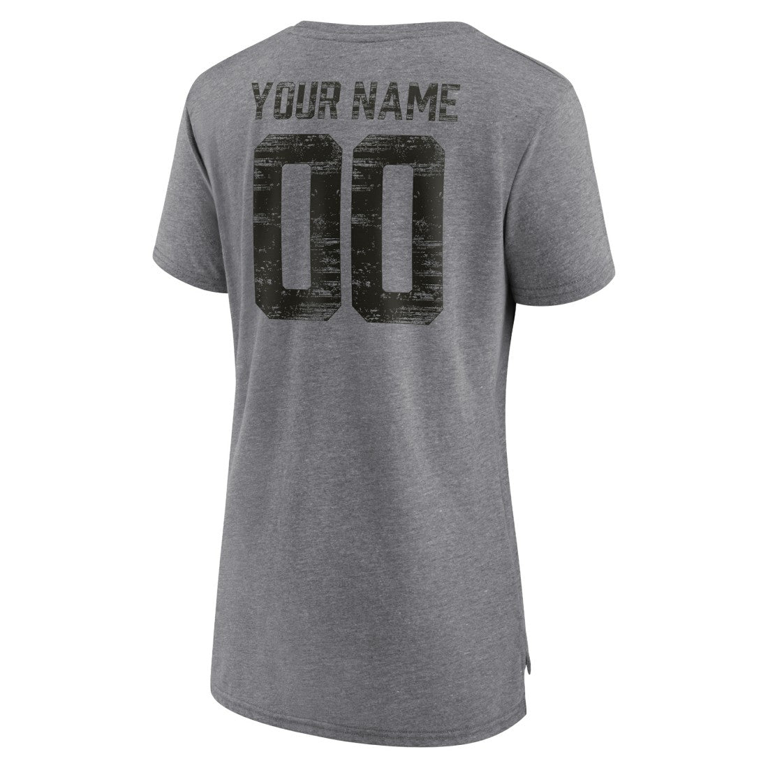Tampa Bay Buccaneers Women's Heritage Custom Name & Number Tri-Blend T-Shirt - Gray T-shirts