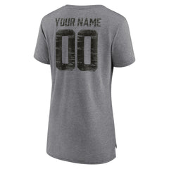 Tampa Bay Buccaneers Women's Heritage Custom Name & Number Tri-Blend T-Shirt - Gray T-shirts