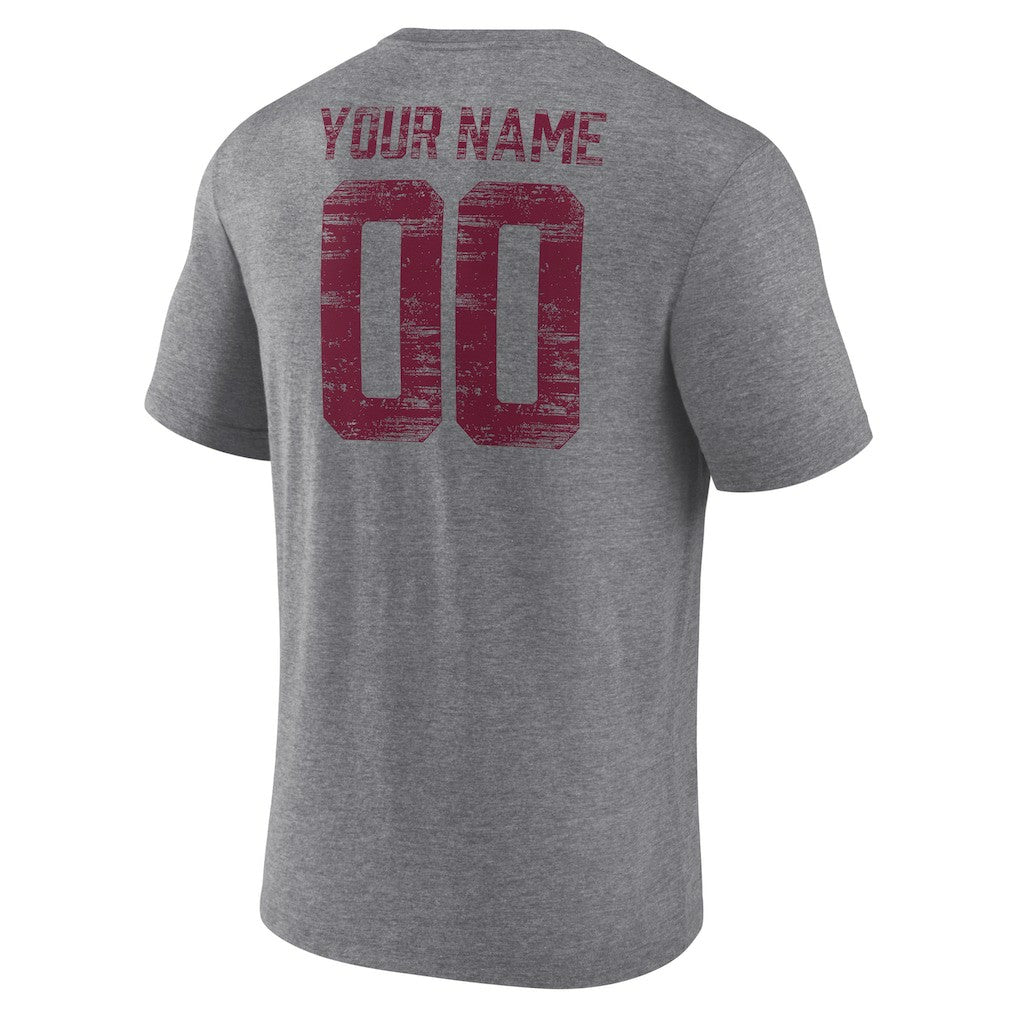 Washington Commanders Heritage Custom Name & Number Tri-Blend T-Shirt - Gray T-shirts