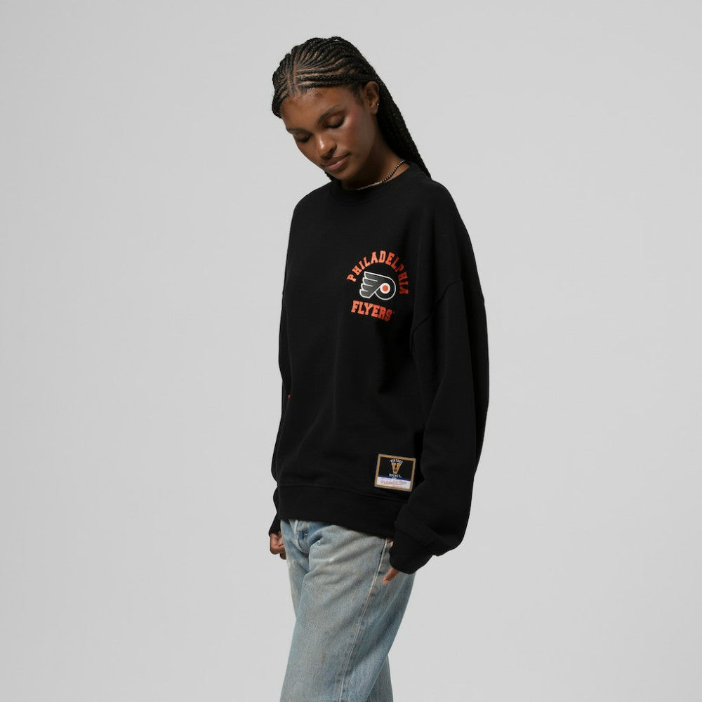 Philadelphia Flyers Mitchell & Ness Women's Vintage Crewneck Sweatshirt - Black | US 203398444
