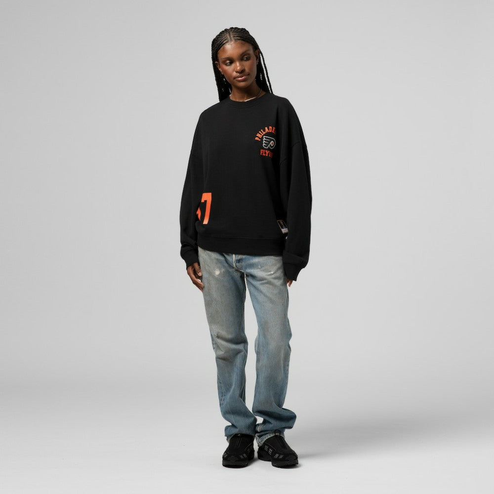 Philadelphia Flyers Mitchell & Ness Women's Vintage Crewneck Sweatshirt - Black | US 203398444