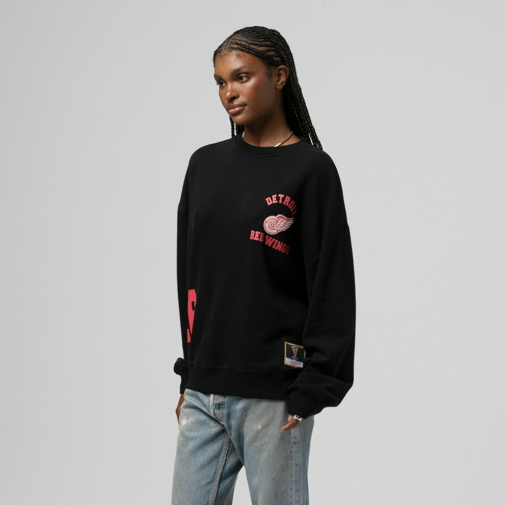 Detroit Red Wings Mitchell & Ness Women's Vintage Crewneck Sweatshirt - Black | US 203398446